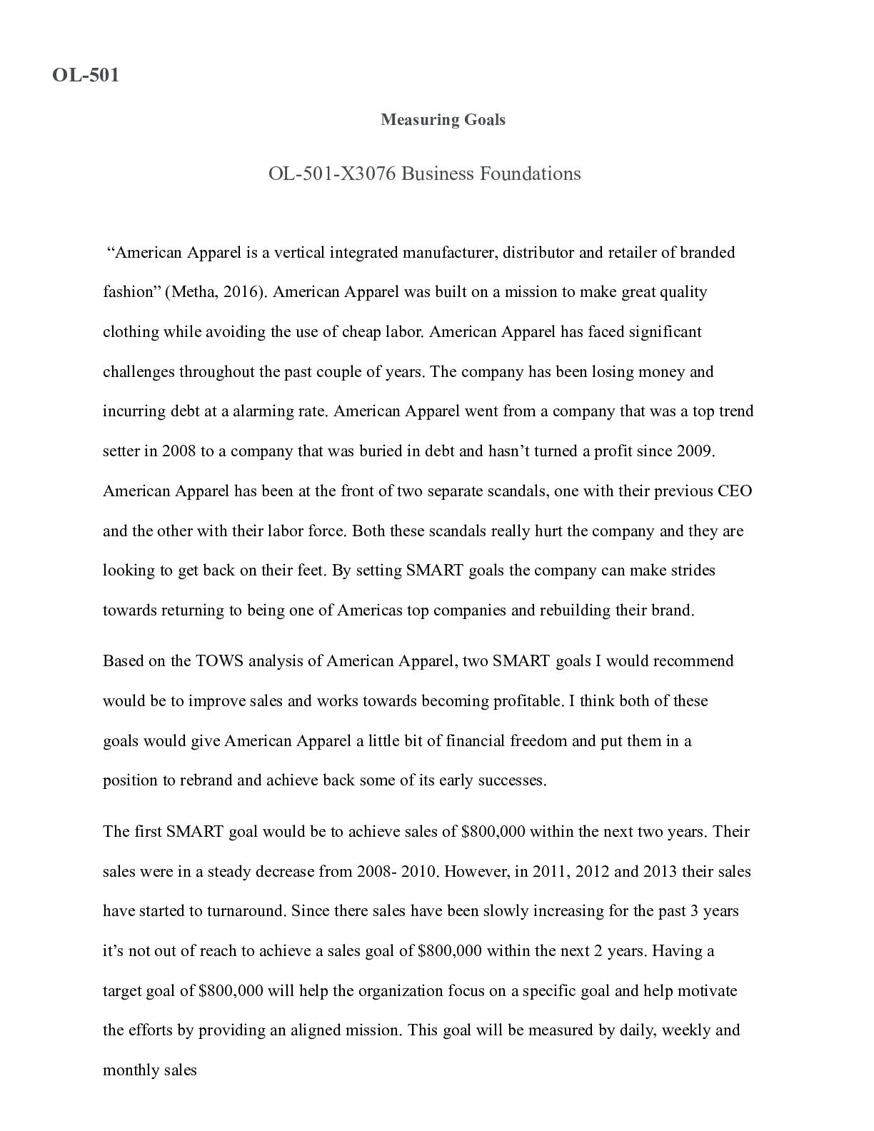 Preview image for 5 2 Short Paper Measuring Goals.docx     OL-501  Measuring Goals